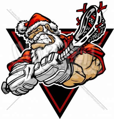 Cartoon Image of Santa Claus with Lacrosse Stick